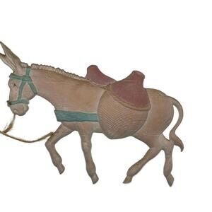 Vintage DD Bobo Mexican Man Burro Donkey Metal Wall Art Southwestern Decor